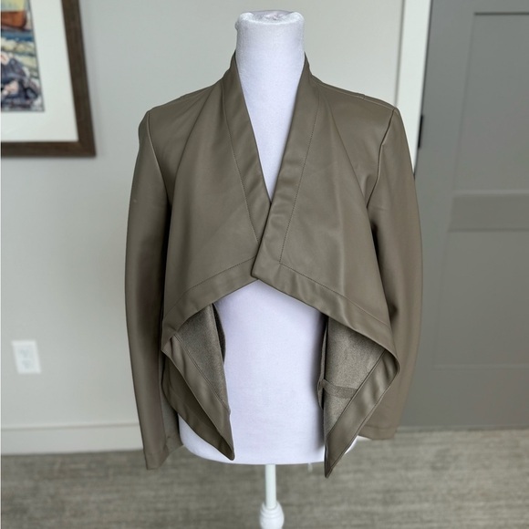 BB Dakota Moto Boho Peppin Vegan Leather Drapey Jacket Vegan XS Small Tan New - Picture 2 of 16